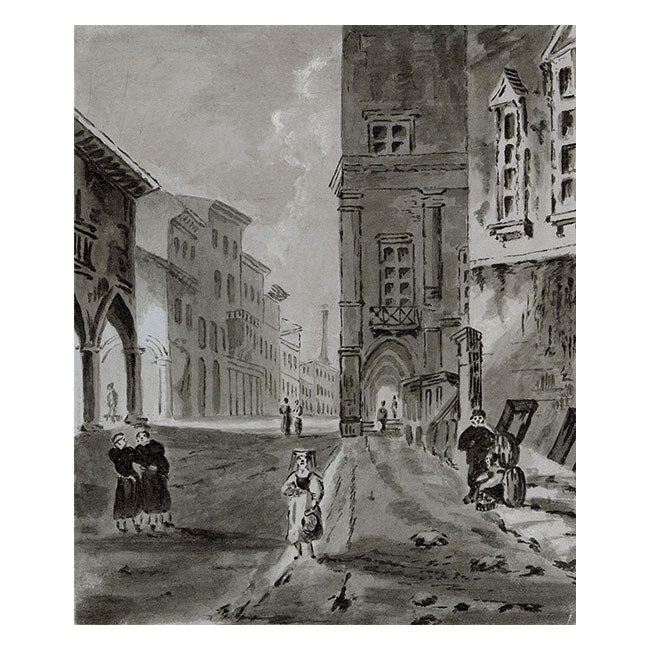 Louisa Tatton, Continental Street Scene –early 19th-century watercolour painting
