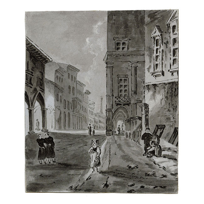 Louisa Tatton, Continental Street Scene – acquerello di inizio XIX secolo