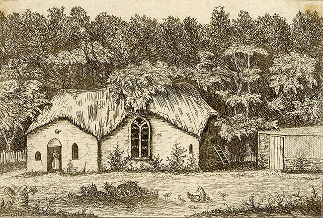 The Hon. Booth Grey, Thatched Cottage with Chickens – late 18th-century etching