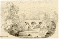 Charlotte Price, Bridge over the Llugwy, Capel Curig, Wales – 1840s ink drawing