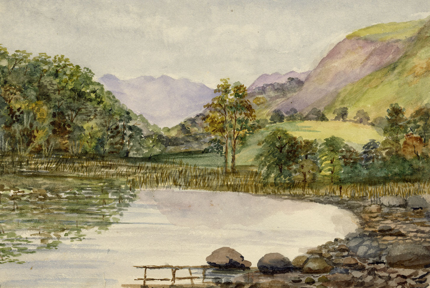 Keswick Sketching Club, Towards Borrowdale, Lake District – 1876 watercolour