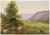 Keswick Sketching Club, Grazing Sheep, Lake District –1870s watercolour painting