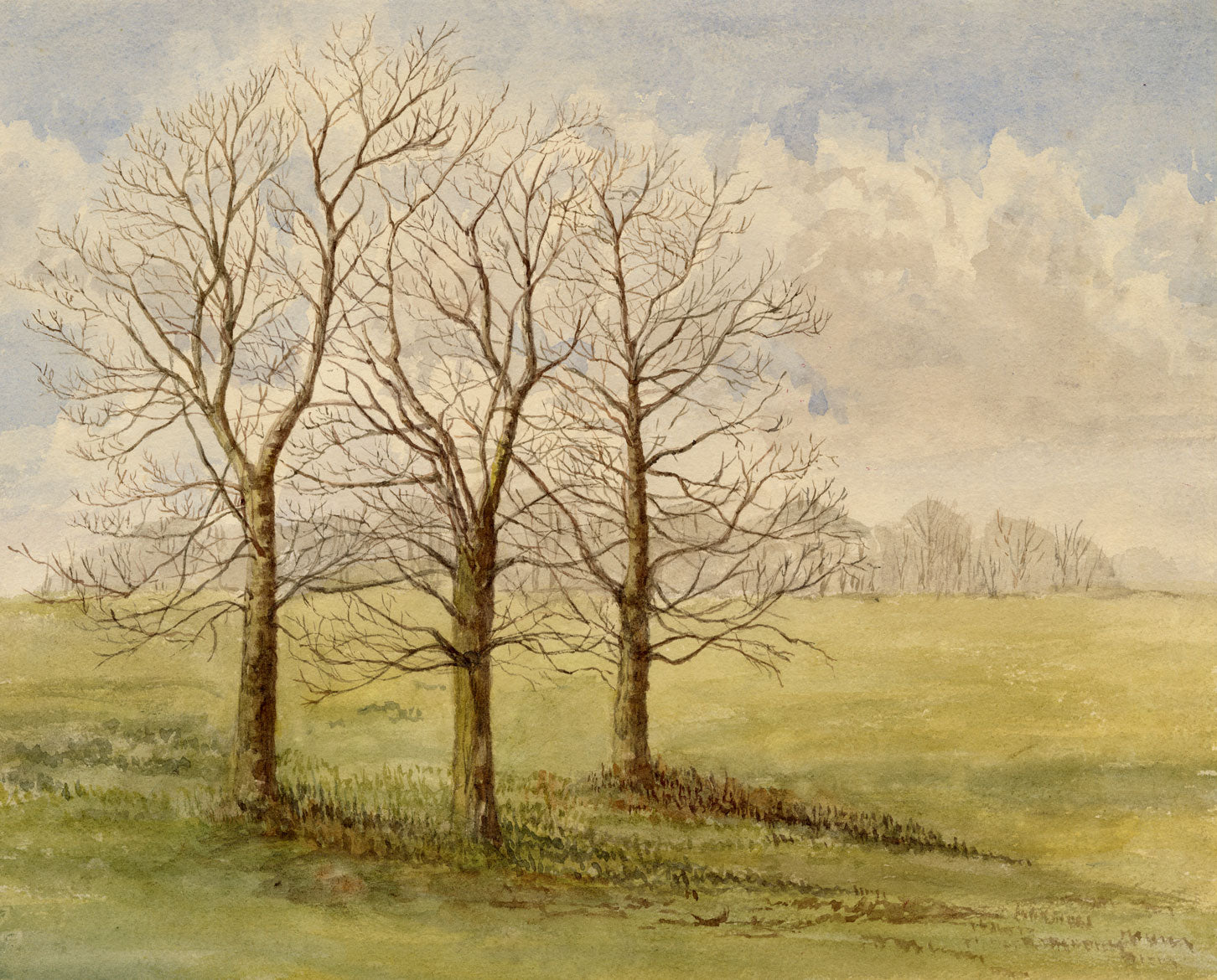 Keswick Sketching Club, Winter Trees – Original 1870s watercolour painting