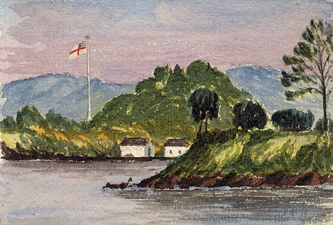 Cmdr Alfred Causton RN, Garden Island Sydney Harbour, Australia–1873 watercolour