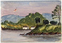 Cmdr Alfred Causton RN, Garden Island Sydney Harbour, Australia–1873 watercolour