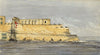 Cmdr Alfred M. Causton RN, Fort Saint Elmo, Malta – 1870 watercolour painting