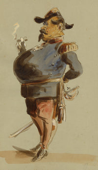 Alexandre Dupendant, French General Caricature – c.1870 watercolour painting
