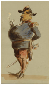Alexandre Dupendant, French General Caricature – c.1870 watercolour painting