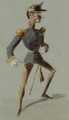 Alexandre Dupendant, French Officer Caricature – c.1870 watercolour painting