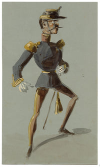 Alexandre Dupendant, French Officer Caricature – c.1870 watercolour painting