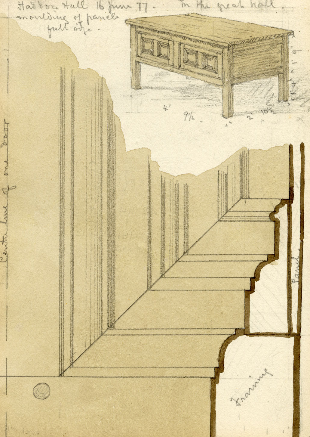 Philip J. Marvin, Architectural Mouldings, Haddon Hall–1877 watercolour painting