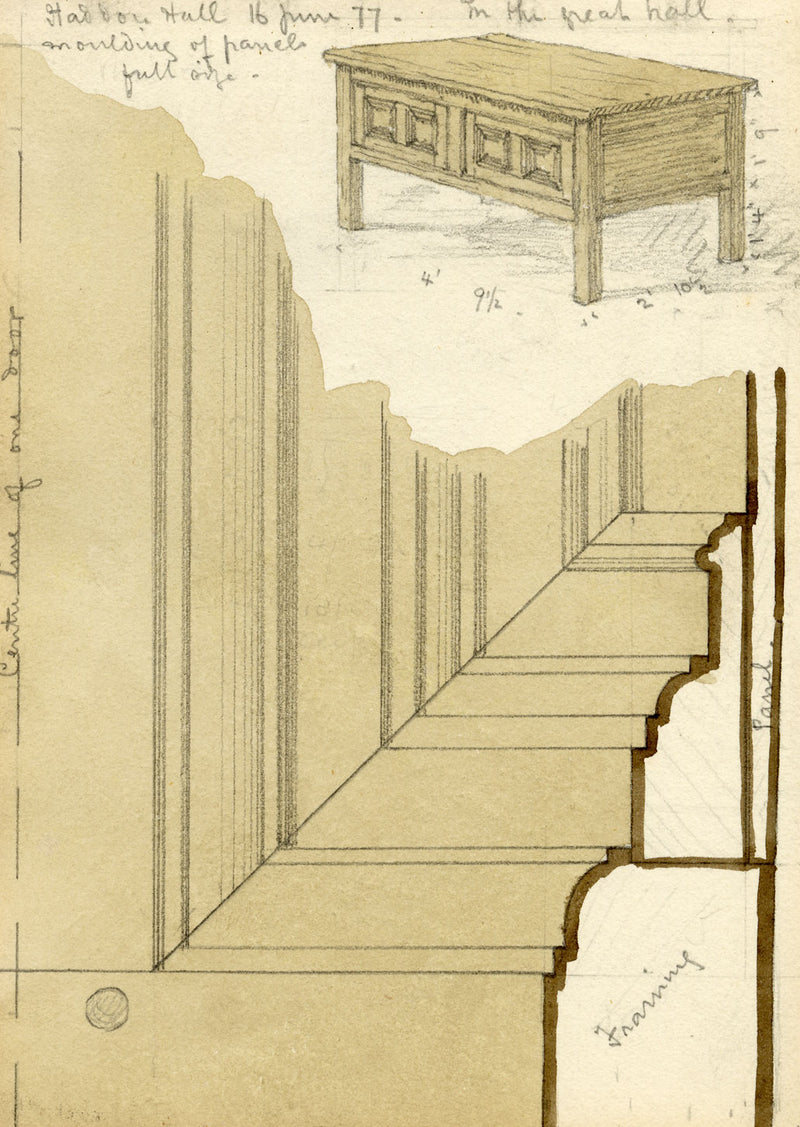 Philip J. Marvin, Architectural Mouldings, Haddon Hall–1877 watercolour painting