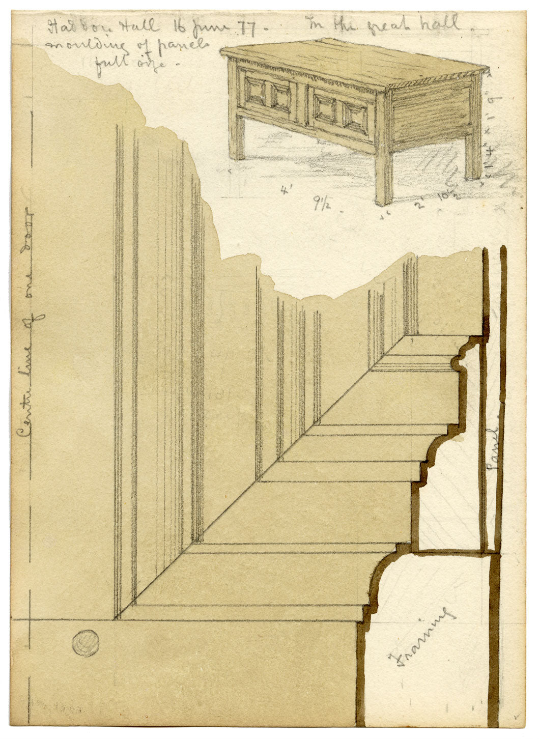 Philip J. Marvin, Architectural Mouldings, Haddon Hall–1877 watercolour painting