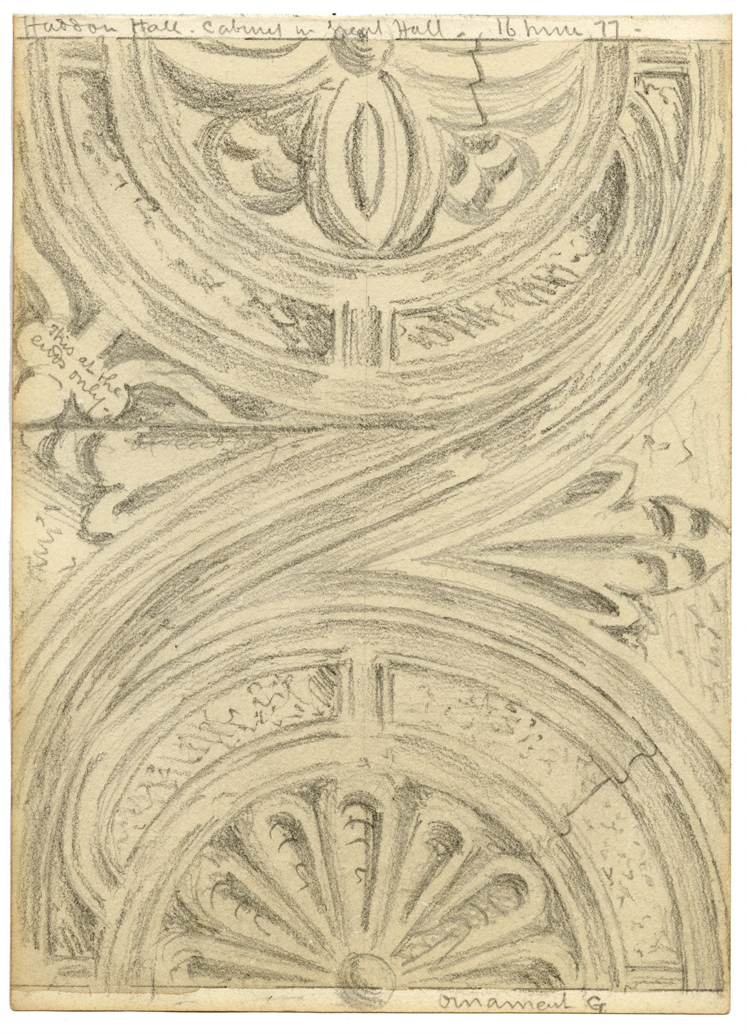 Philip J. Marvin, Cabinet Ornament, Haddon Hall – Original 1877 graphite drawing