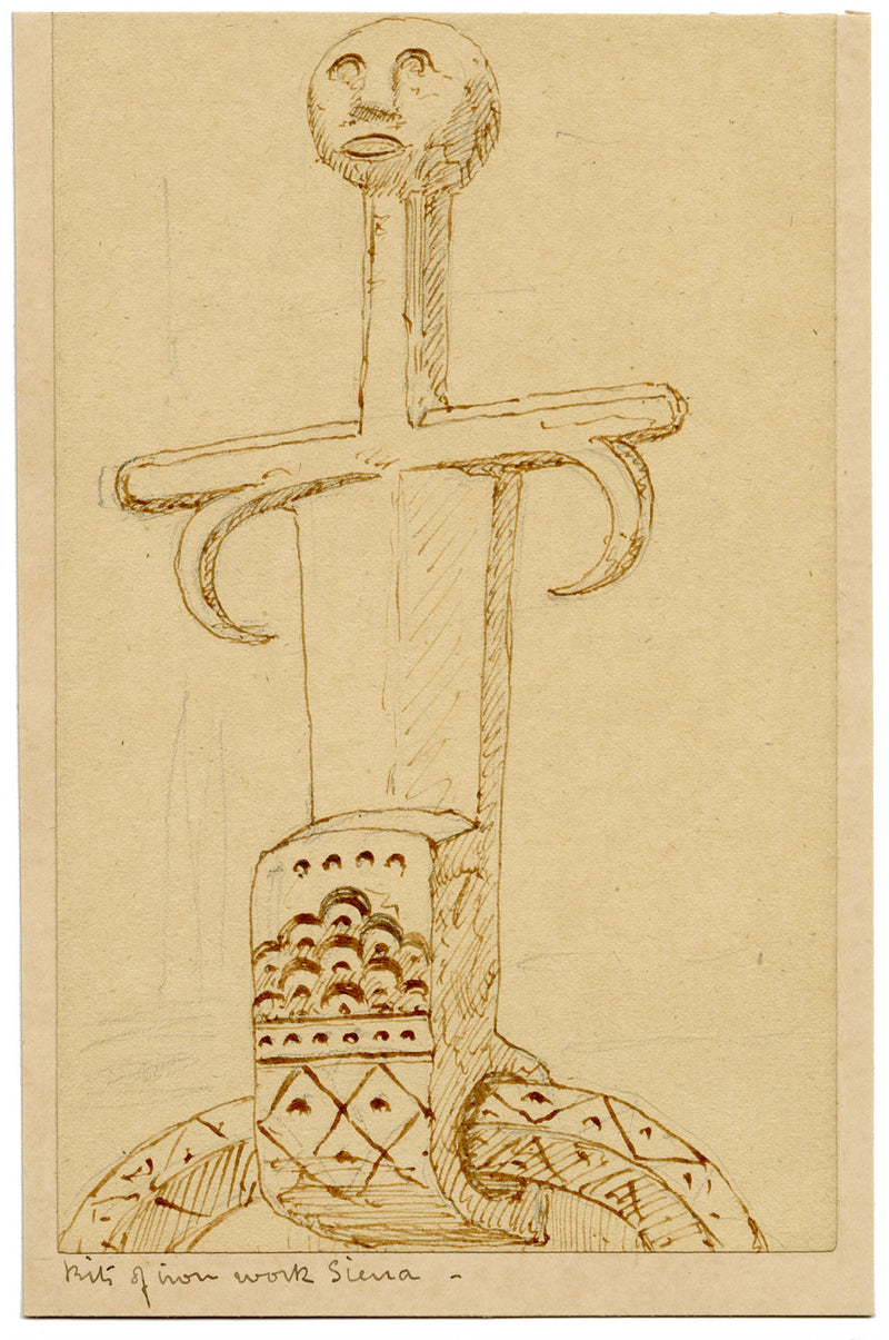 Philip J. Marvin, Iron Work, Palazzo Pubblico, Siena, Italy – 1876 ink drawing