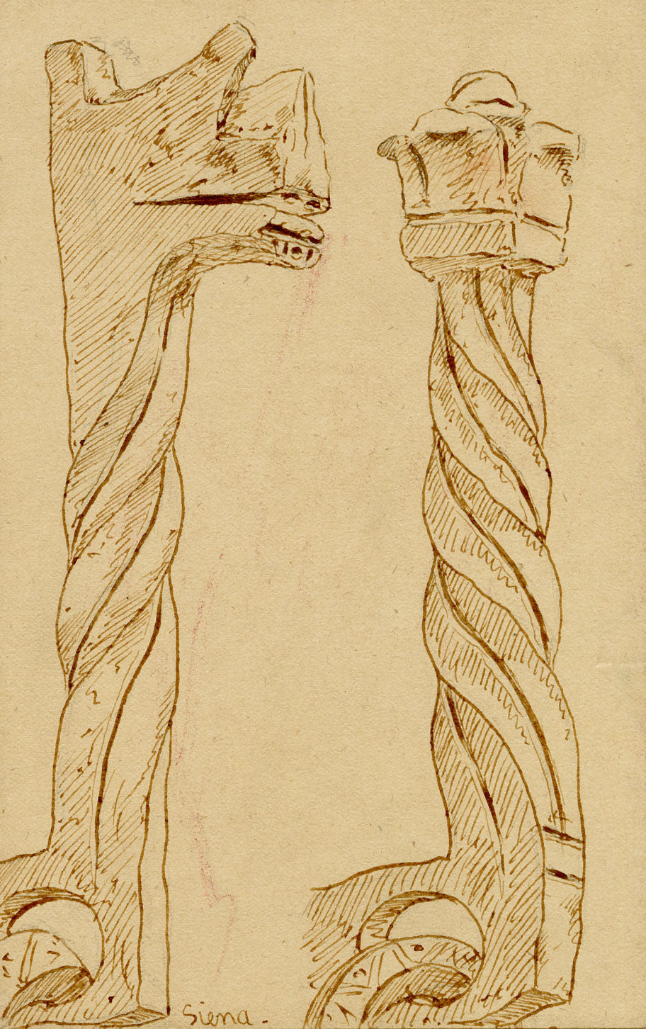 Philip J. Marvin, Iron Work, Palazzo Pubblico, Siena, Italy – 1876 ink drawing