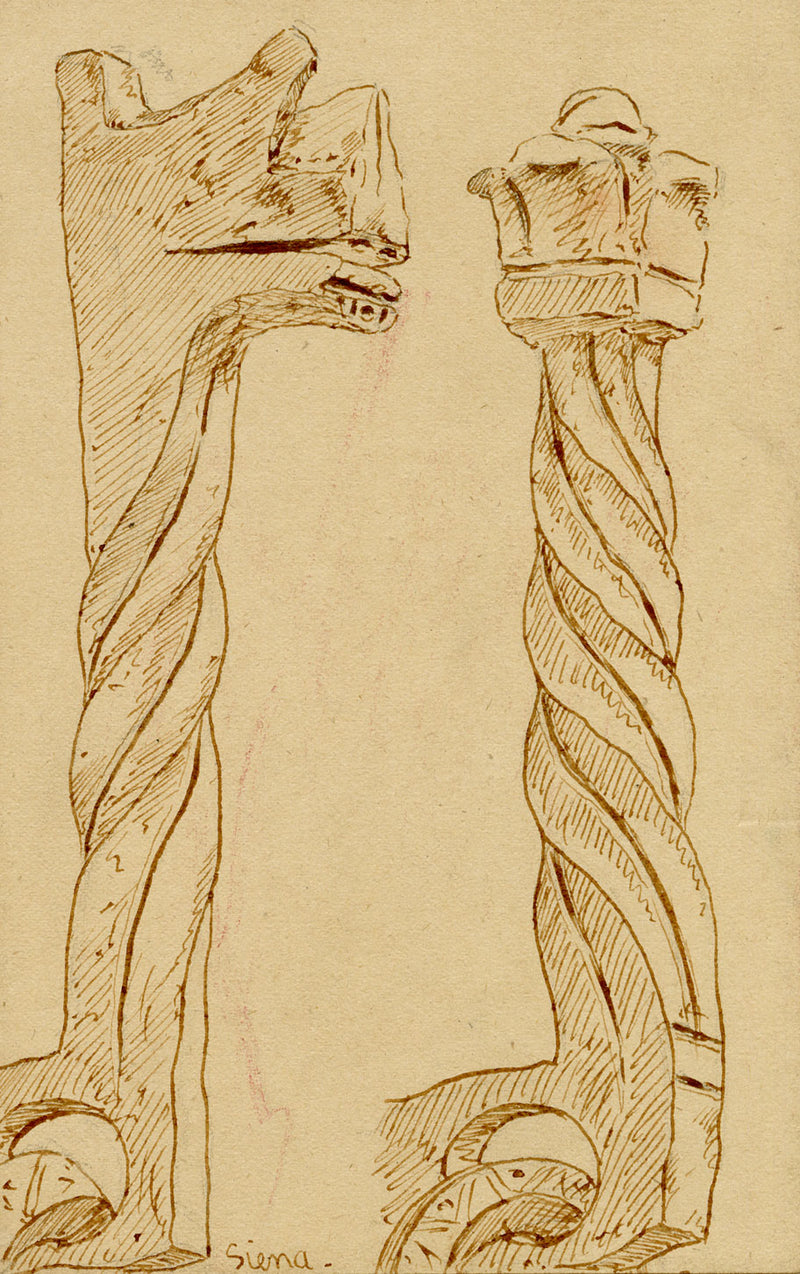 Philip J. Marvin, Iron Work, Palazzo Pubblico, Siena, Italy – 1876 ink drawing