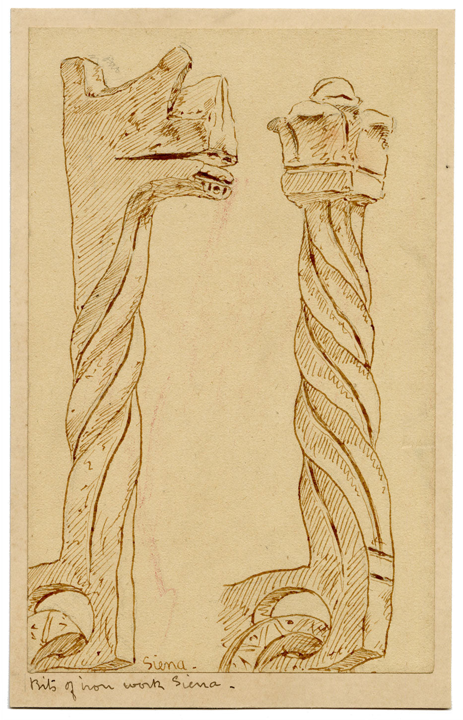 Philip J. Marvin, Iron Work, Palazzo Pubblico, Siena, Italy – 1876 ink drawing