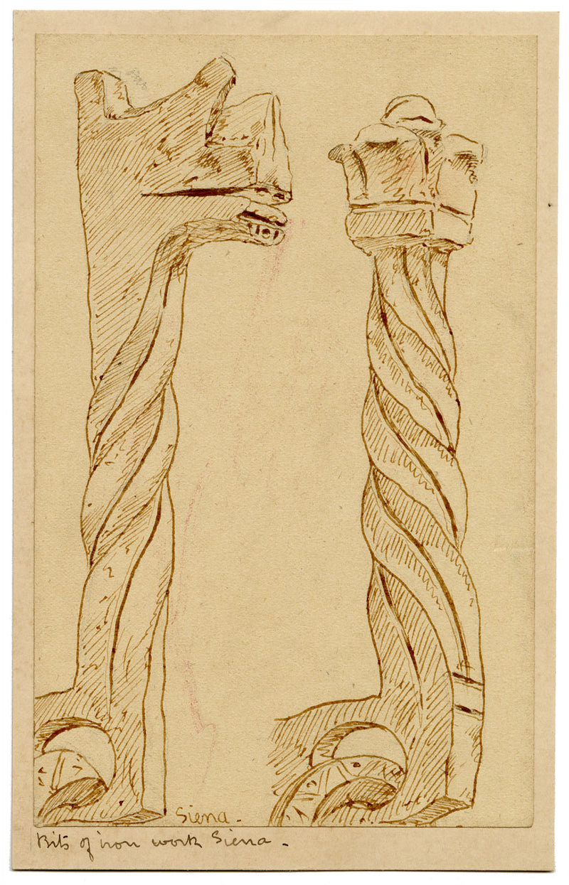 Philip J. Marvin, Iron Work, Palazzo Pubblico, Siena, Italy – 1876 ink drawing