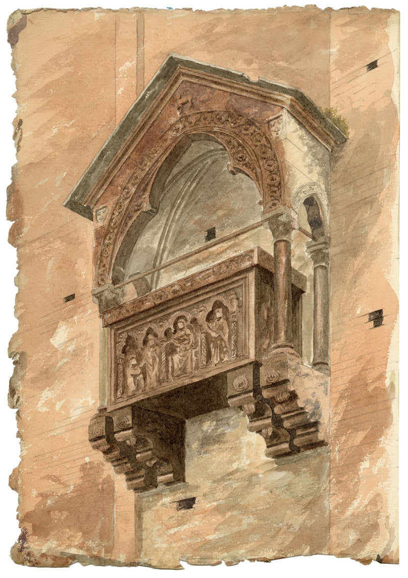 Philip J. Marvin, Tomb of Bartolomeo Dussaini, Verona –1875 watercolour