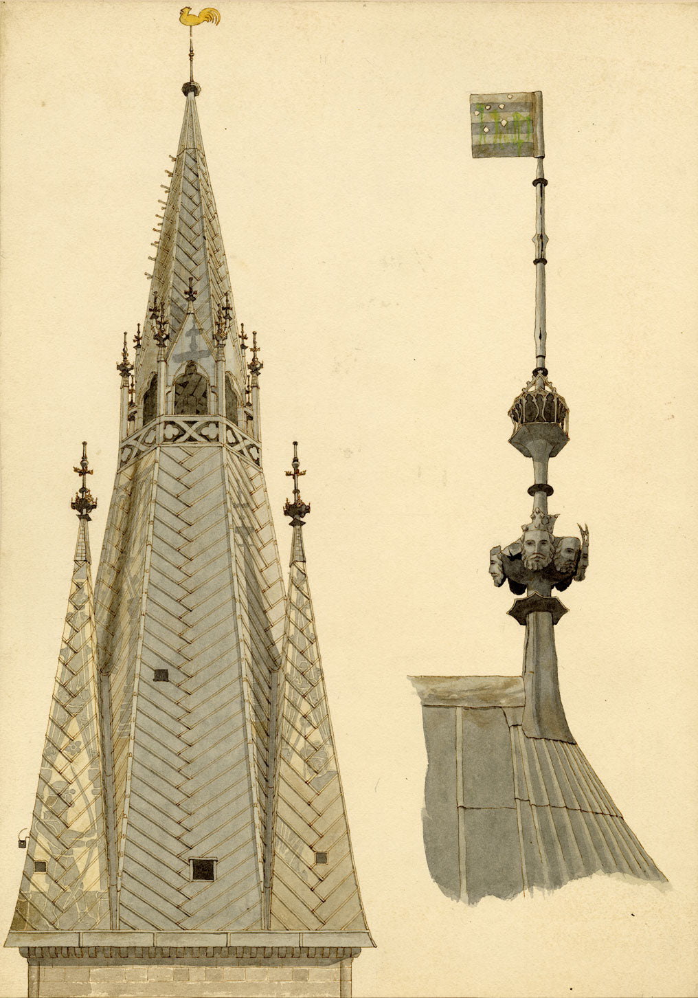 Philip J. Marvin, Notre-Dame-en-Vaux, Châlons-en-Champagne – 1875 watercolour