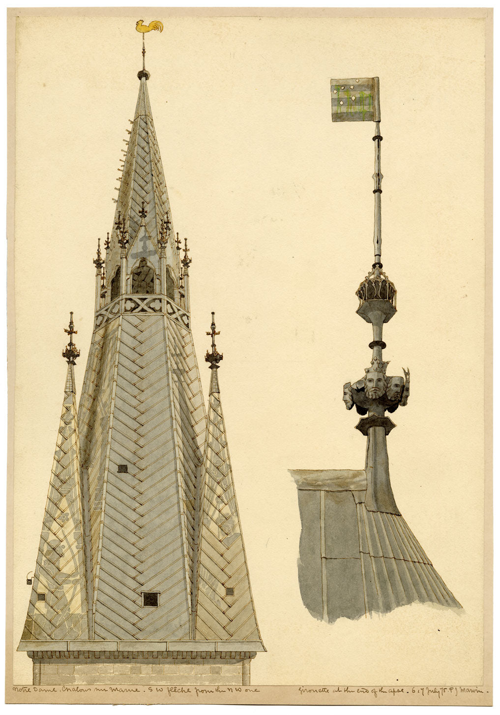 Philip J. Marvin, Notre-Dame-en-Vaux, Châlons-en-Champagne – 1875 watercolour