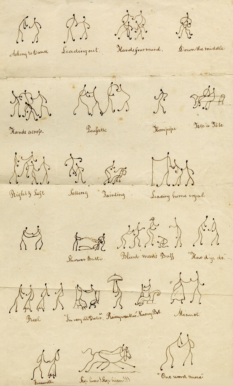 Dot & Line Pinmen Caricatures (Dottator et Lineator Loquitor)–c.1817 ink drawing