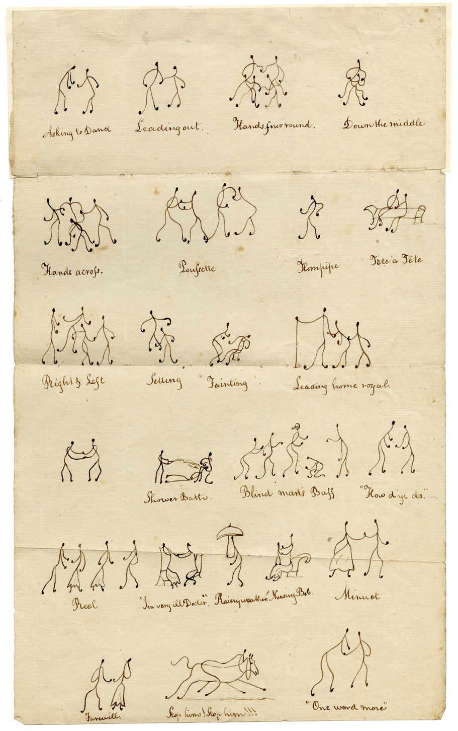 Dot & Line Pinmen Caricatures (Dottator et Lineator Loquitor)–c.1817 ink drawing