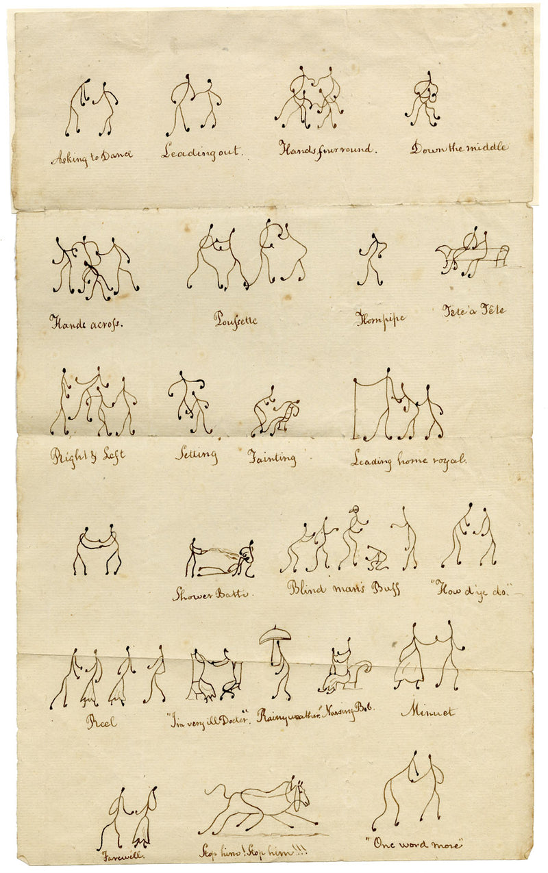 Dot & Line Pinmen Caricatures (Dottator et Lineator Loquitor)–c.1817 ink drawing