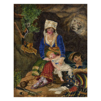 Mother with Child in a Cave – early 19th-century painting on chinese pith