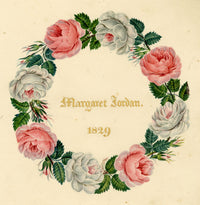 Pink Rose Garland Dedication – Original 1829 watercolour painting