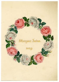 Pink Rose Garland Dedication – Original 1829 watercolour painting