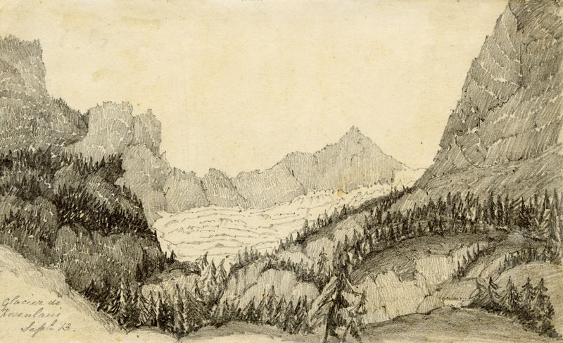 Jane D. Harvey, Rosenlaui Glacier, Switzerland – c.1850 graphite drawing