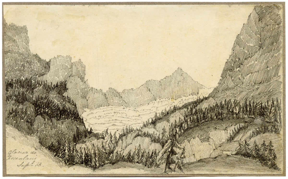 Jane D. Harvey, Rosenlaui Glacier, Switzerland – c.1850 graphite drawing