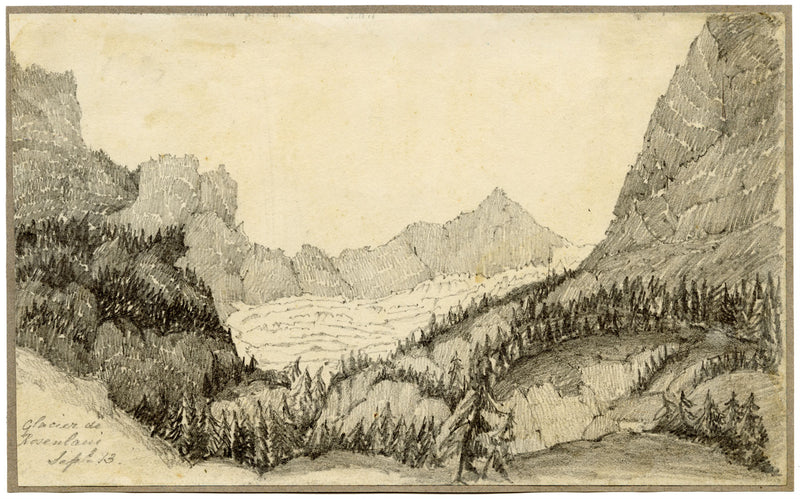 Jane D. Harvey, Rosenlaui Glacier, Switzerland – c.1850 graphite drawing