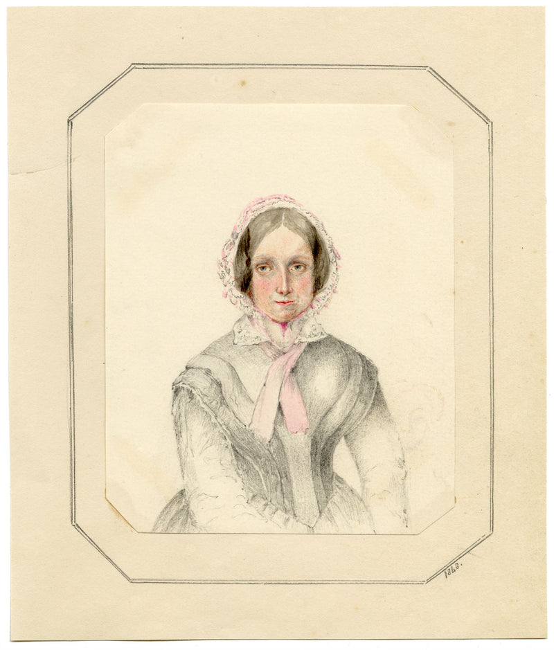 Louisa C. Paris, Portrait of a Lady in a Bonnet – 1848 watercolour painting