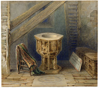George Sidney Shepherd NWS, Capriccio with Horham Church Font, Suffolk – 1836 painting