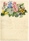 Floriography Poem & Flower Illustration –early 19th-century watercolour painting