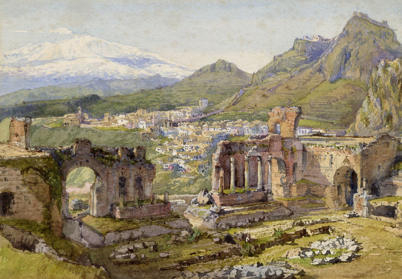 Conrad H.R. Carelli BWS, Taormina, Sicily – early C20th watercolour painting