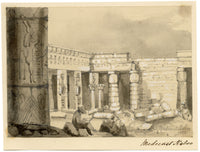 Isabella Foster, Medinet Habu, Luxor, Egypt – Original 1852 graphite drawing