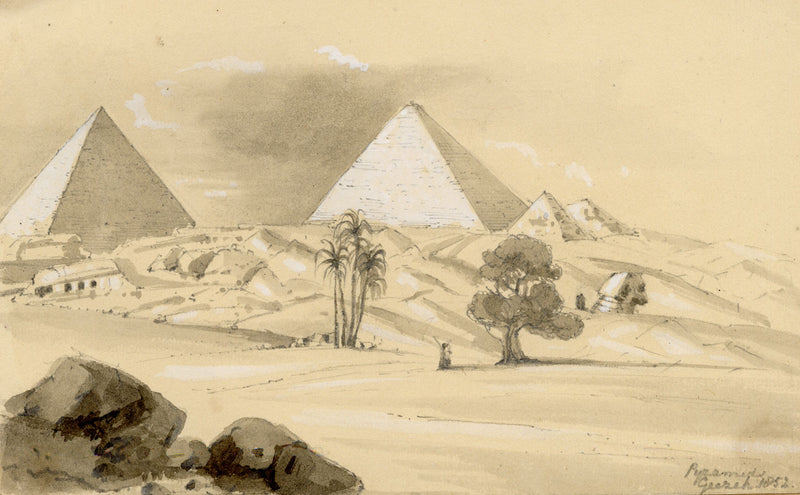 Isabella Foster, Pyramids of Giza, Egypt – Original 1852 graphite drawing