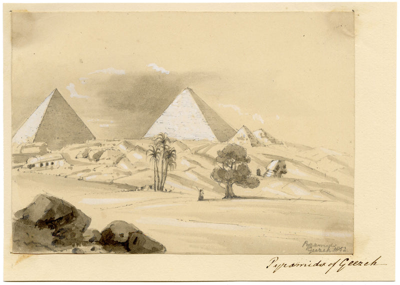 Isabella Foster, Pyramids of Giza, Egypt – Original 1852 graphite drawing