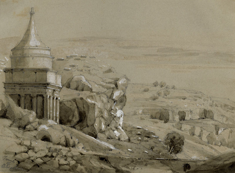 Isabella Foster, Tomb of Absalom, Valley of Jehoshaphat, Jerusalem –1852 drawing