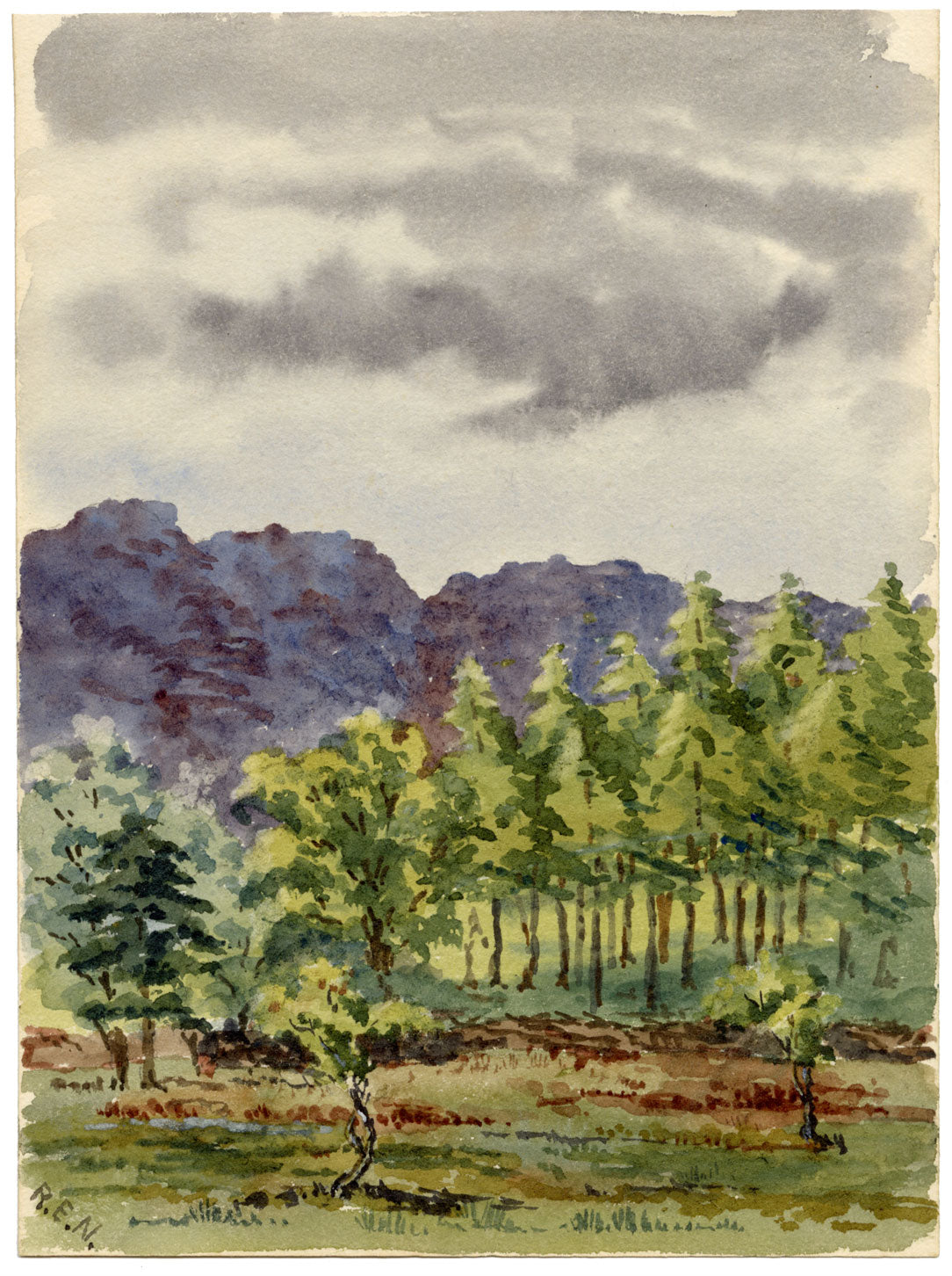Rosa E. Neumann, Nr the Lead Mines, Derwentwater Lake District –1888 watercolour
