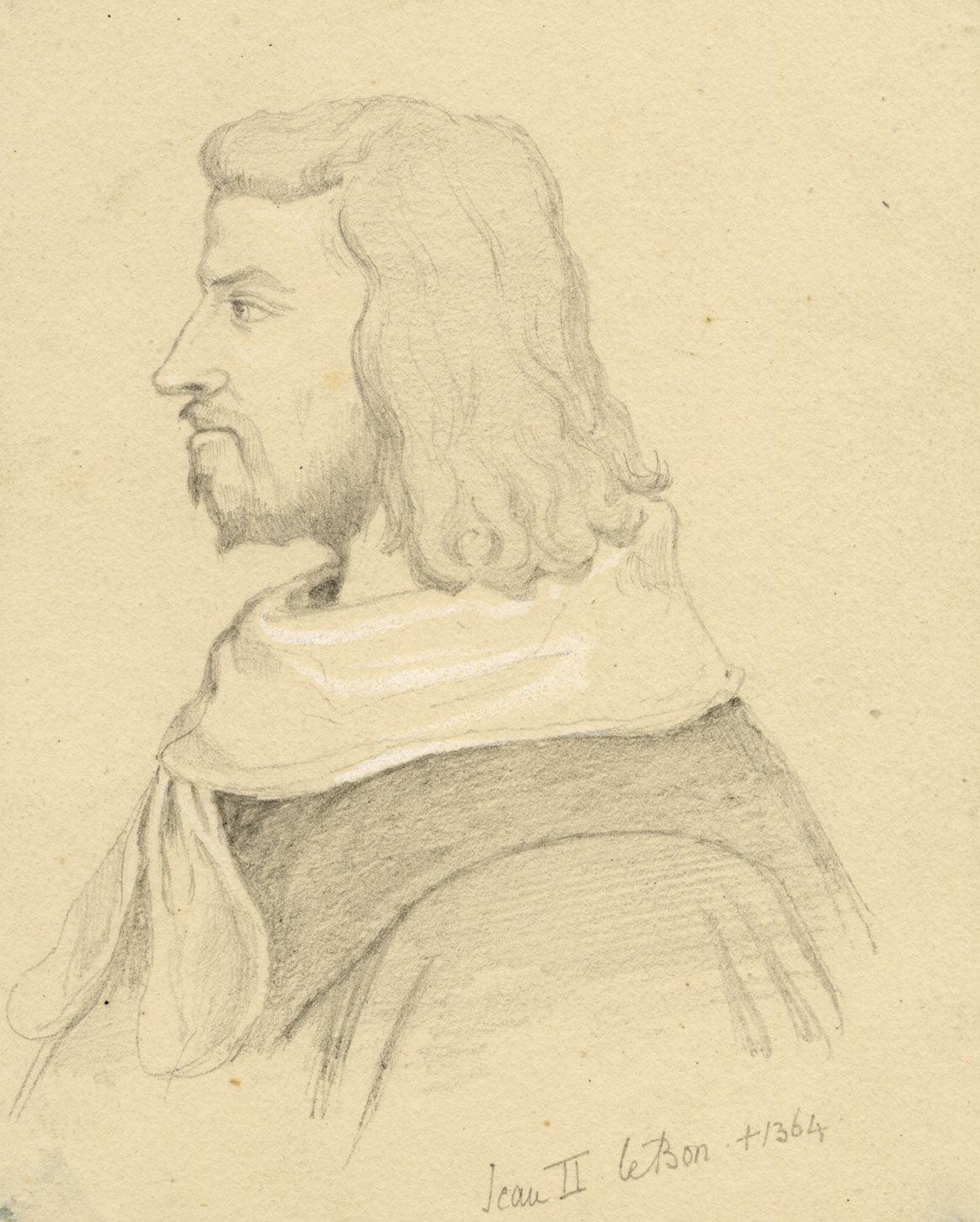 William J. Tipping, Portrait of John II, King of France – 1856 graphite drawing