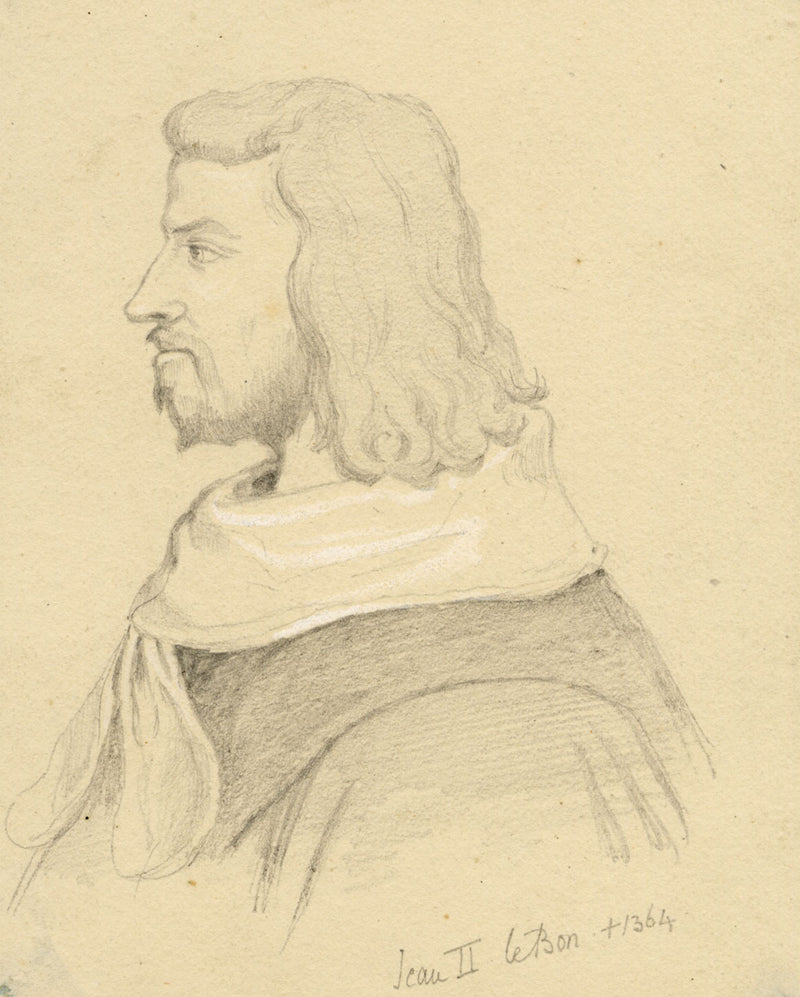 William J. Tipping, Portrait of John II, King of France – 1856 graphite drawing