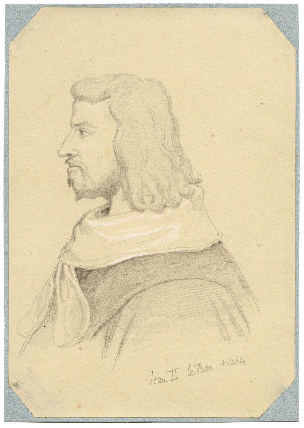 William J. Tipping, Portrait of John II, King of France – 1856 graphite drawing