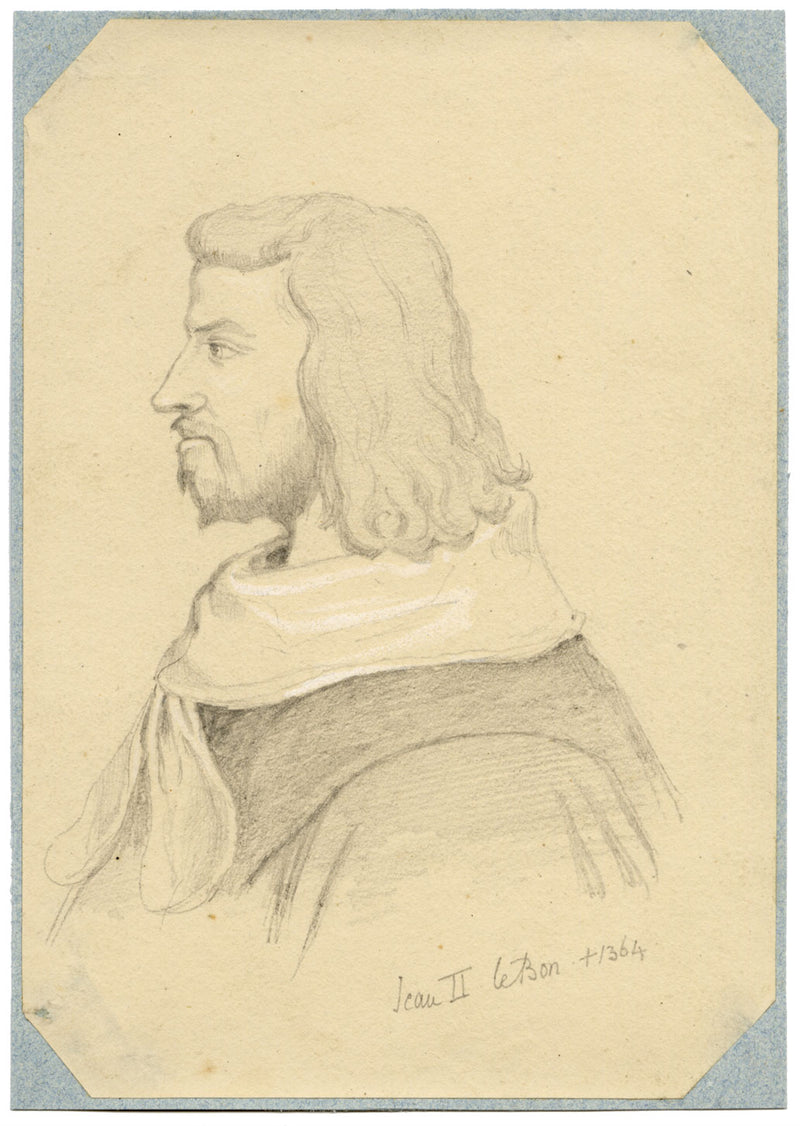 William J. Tipping, Portrait of John II, King of France – 1856 graphite drawing