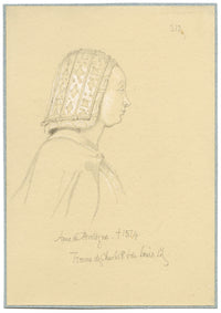 William J. Tipping, Portrait of Anne de Bretagne – 1856 graphite drawing