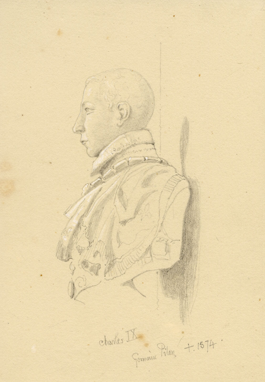 William J. Tipping, Portrait of Charles IX King of France –1856 graphite drawing